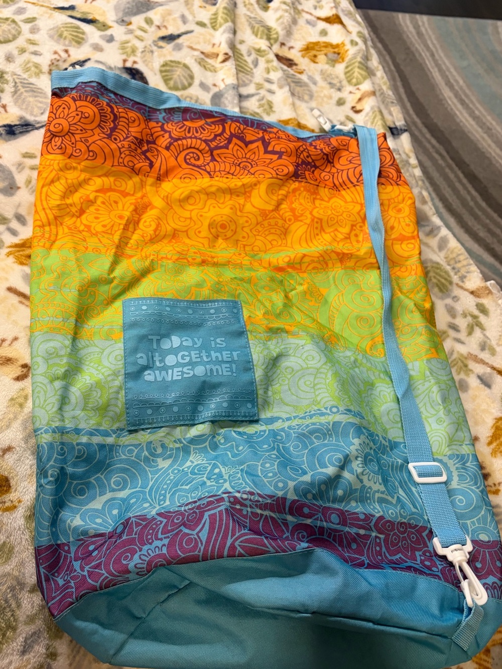 Colorful Ombre Drawstring Tote Bag - Multicolor